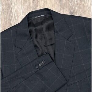 Canali Blazer Mens 42L US 52L EU Windowpane Check Wool Sport Coat Jacket Italy